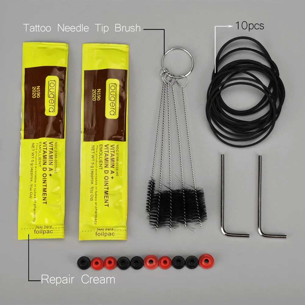 Professional Rotary Tattoo Machine Kit Complete Power Supply Cable Tatto Needle Grip Tips Set For Permanent Makeup Body Art