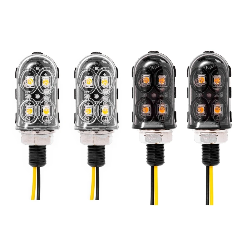 QM82 High Visibility Water Resistant 4LED Motorcycle Blinkers Lamp Turn Signals Indicators, Energy Efficient for Secure Mount