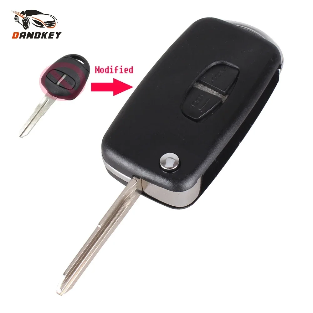 

Dandkey Modified Flip Folding Remote Key Shell Case For Mitsubishi Grandis Outlander With Uncut Blank Blade 2 Buttons key shell