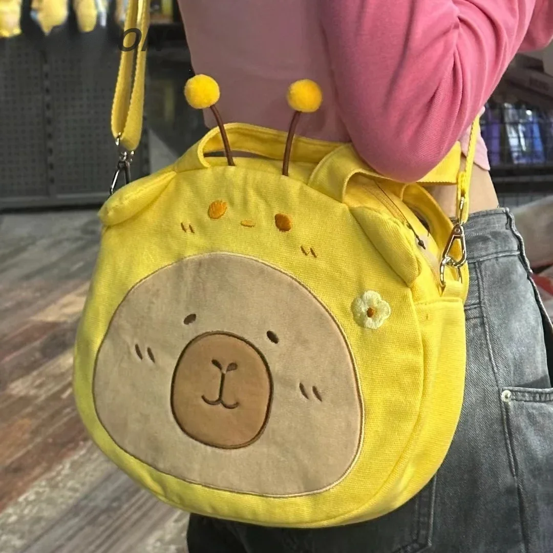 MBTI-Bolsos de mano Kawaii para mujer, bolso de hombro con estampado de dibujos animados de delfines, informal, amarillo, de alta capacidad