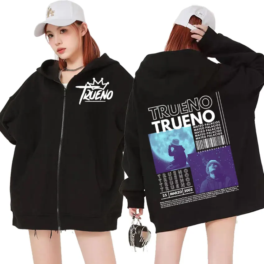 Rapper Trueno Album Cover Zipper Hooded Harajuku Hip Hop Oversized Jacket Sweatshirt Coat Men Women Fashion Casual Zip Up Hoodie