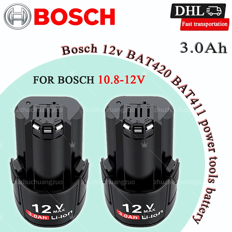 Original 10.8V 12V 3.0Ah Battery For Bosch BAT412A BAT414 BAT411 BAT412 D-70745GOP 2607336014 Li-ion Tool batteries Rechargeable