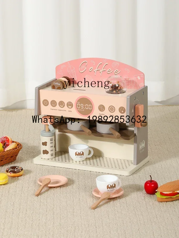 AF Macchina da caffè in legno Simulazione di dessert Giocattolo Ragazza Tè pomeridiano Giochi di ruolo Cucina per bambini