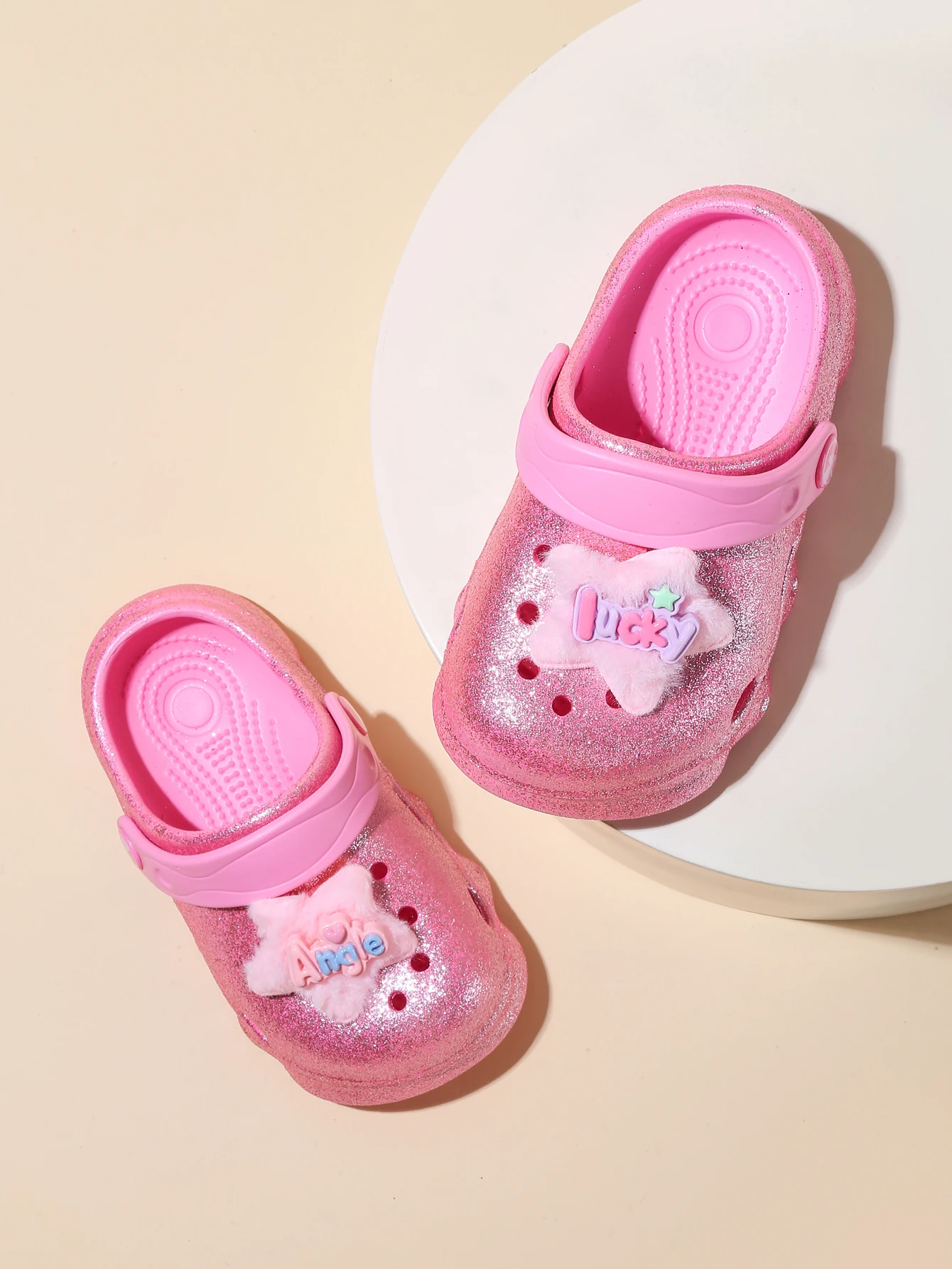 Kinder-Glitzer-Clogs, Leichte EVA-Gartenschuhe, Wasserdichte Rutschfeste Sandalen, Bequeme Slip-On Schuhe für Drinnen und Draußen 1214 – Detail 10