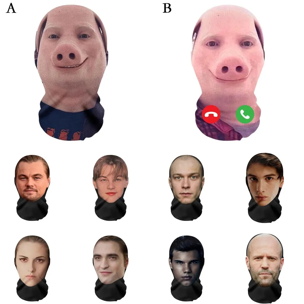 Costumi realistici di maschere traspiranti per balli in maschera di stelle di film europei e americani, maschera di oggetti di scena per feste di John Pig Smile per uomo