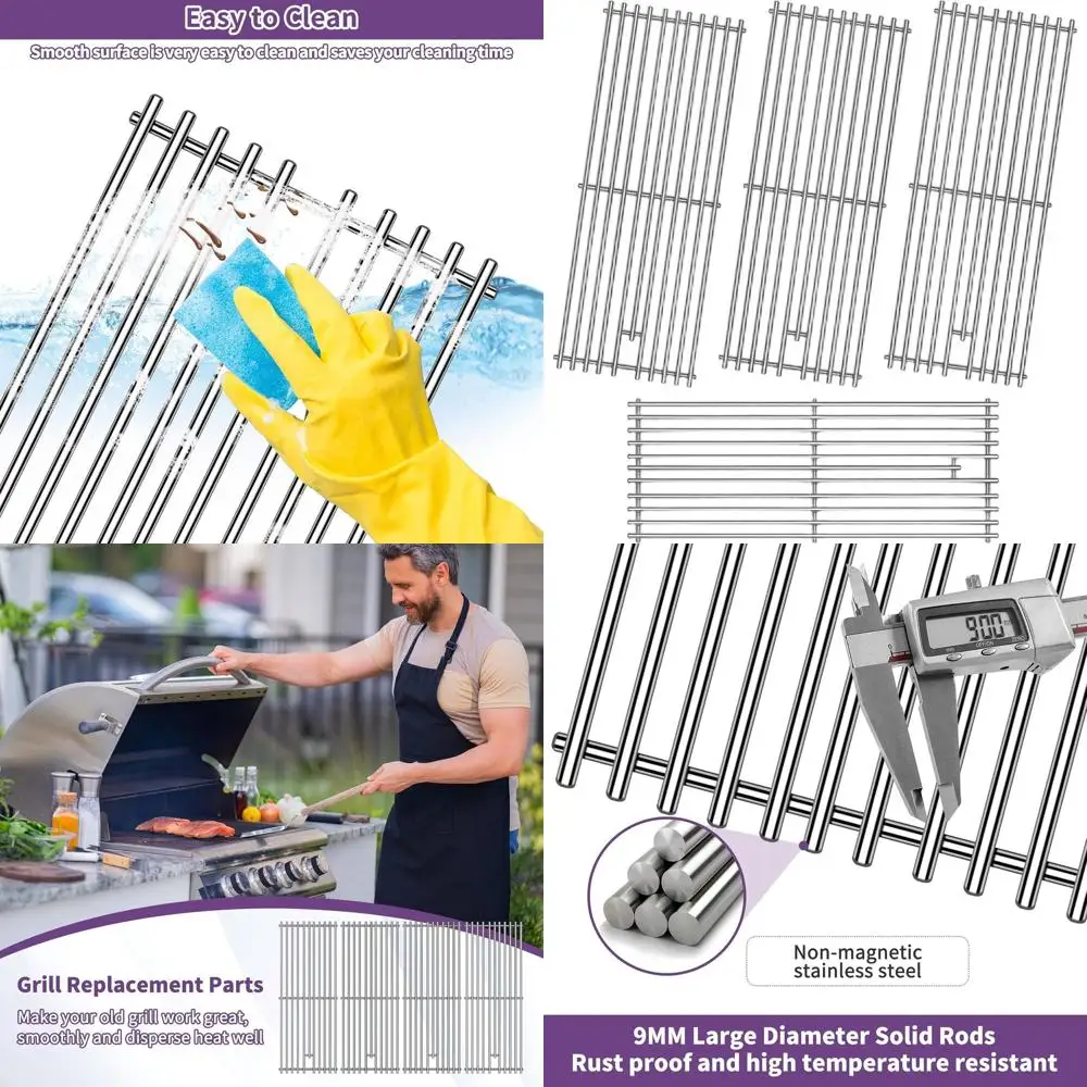 

9mm Replacement Grill Grates for Bull Angus and Outlaw Models, Compatible with Brahma Lonstar and Lion Premium L75000 Grills