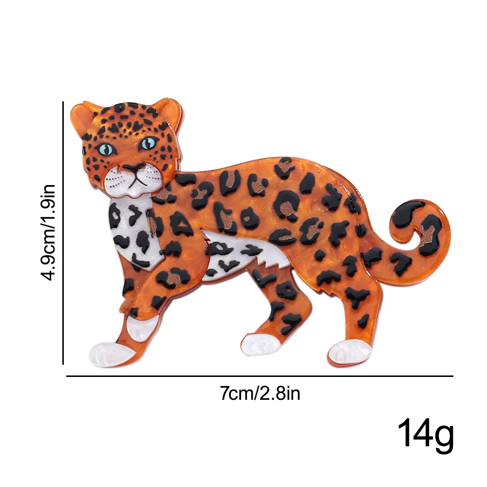 Niedliche Acryl-Cartoon-Leoparden-Broschen für Damen und Herren, Liebliche Tier-Panther-Splice-Anstecknadeln, Schmuck-Accessoire – Detail 1