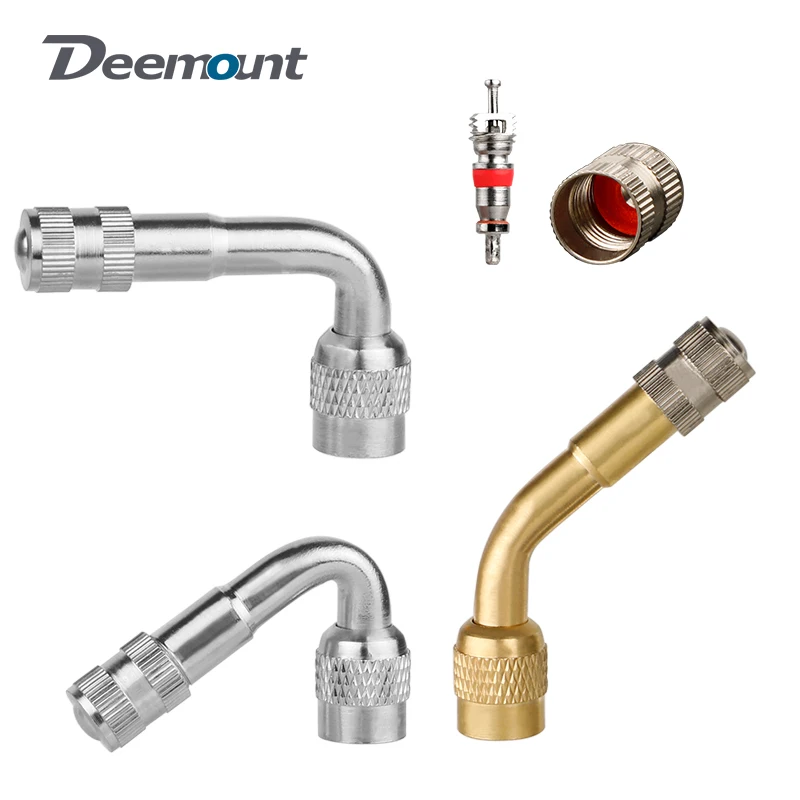 Deemount A/V Curved Adaptor W/ Nipple Core Pump Valve Extension Schrader Copper Nozzle Bicycle Balance Bike Scooter Inflation