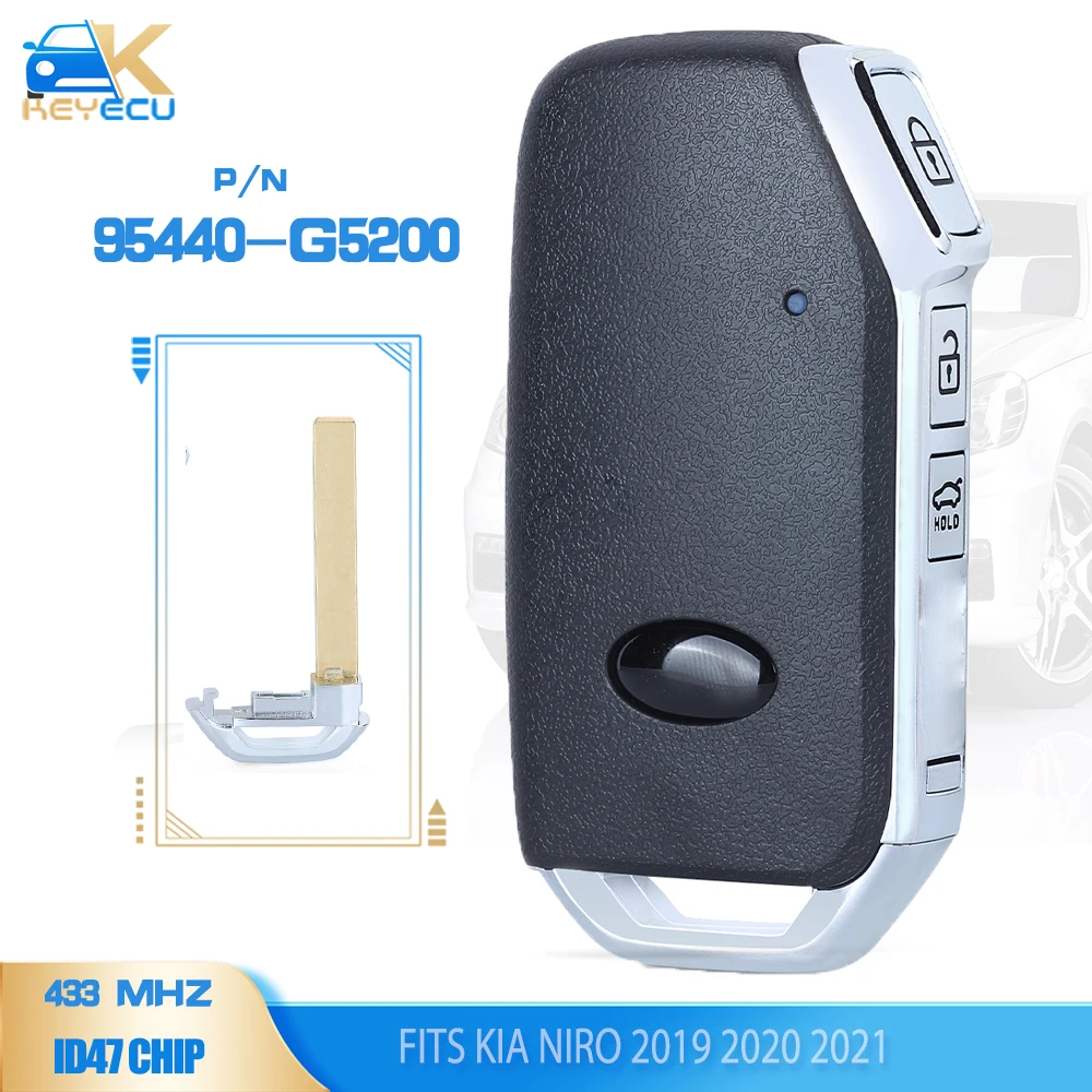 KEYECU P/N: 95440-G5200 Smart Remote Key FOB 3 Button 433MHz ID47 for Kia Niro 2019 2020 2021 FOB-4F23