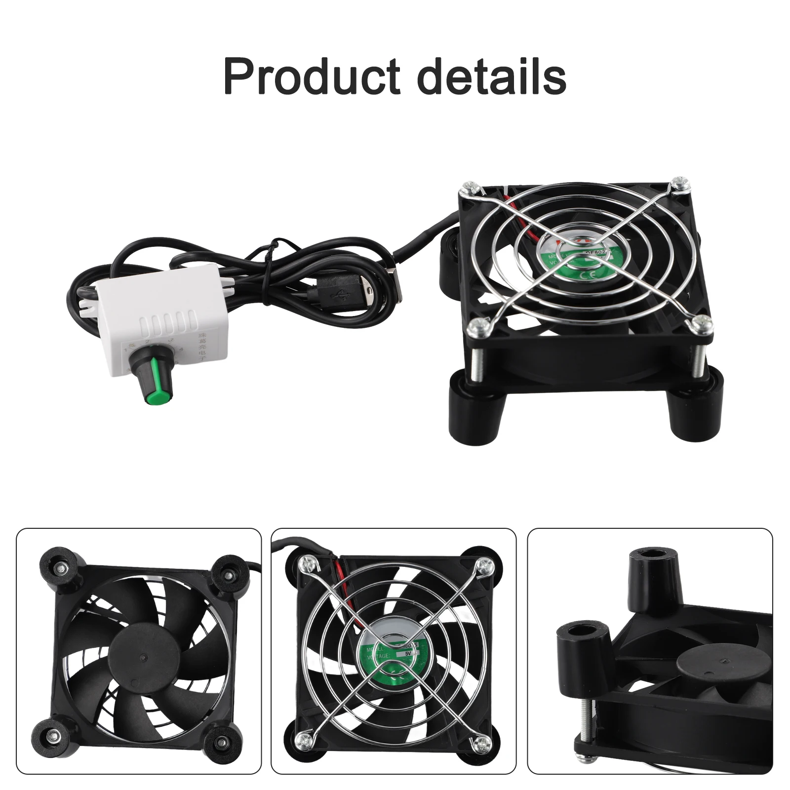 

Вентилятор охлаждения корпуса, 8 см, черный, с бесступенчатой регулировкой скорости, вентилятор с питанием от USB, скорость вращения 3000 об/мин, 5 В, низкое напряжение