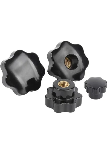 Imagen 2 del producto Mango de plástico de cinco estrellas con orificio pasante, mango Hexagonal en forma de flor de ciruelo, tornillo de perilla de madera de goma M4 M5 M6 M8 M10 M12, 1 Uds.