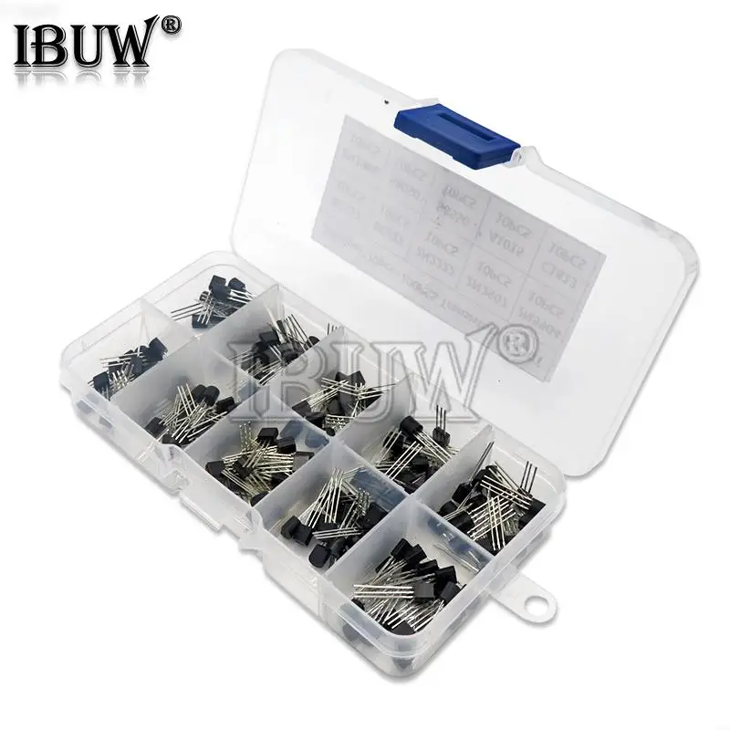 10Value 200PCS BC337 BC327 2N2222 2N2907 2N3904 2N3906 S8050 S8550 A1015 C1815 Transistor Assortment Kit Transistors Box ibuw