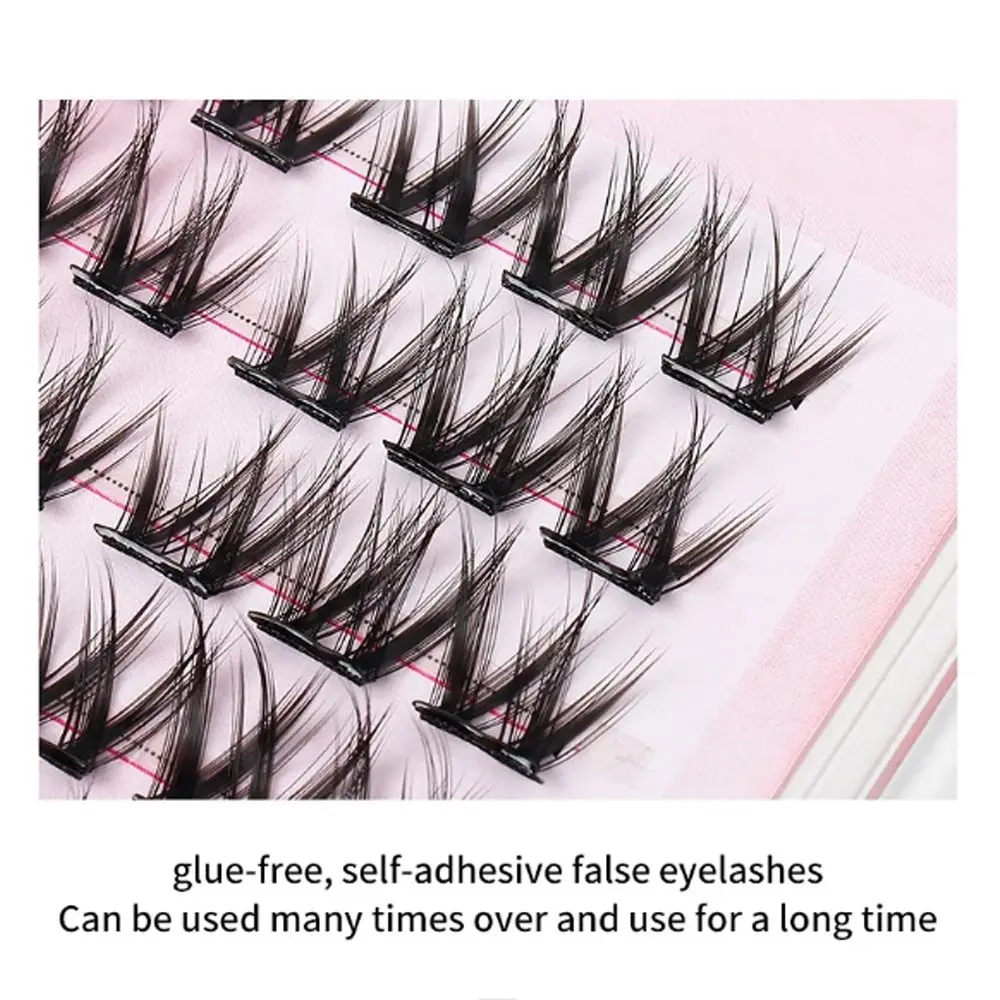 No Glue Self Adhesive Lashes No Magnetic Natural Long Individual Eyelashes Soft Wispy Cluster Lashes Eyelash Extension Tool