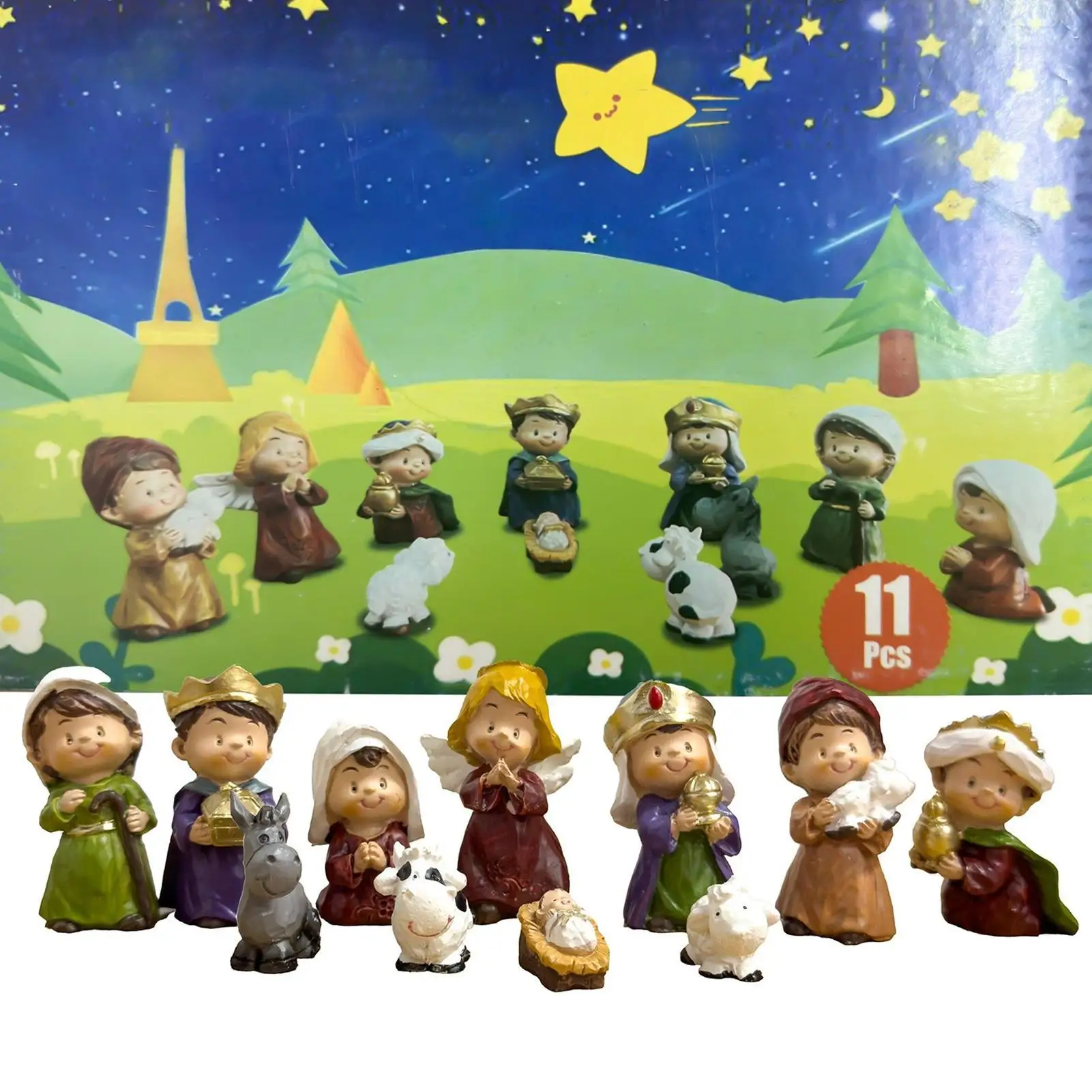 

Рождественские фигурки, рождественская фигурка, украшение, скульптура «Рождение Иисуса» для стола, прикроватная тумбочка, книжный шкаф, книжная полка, окно