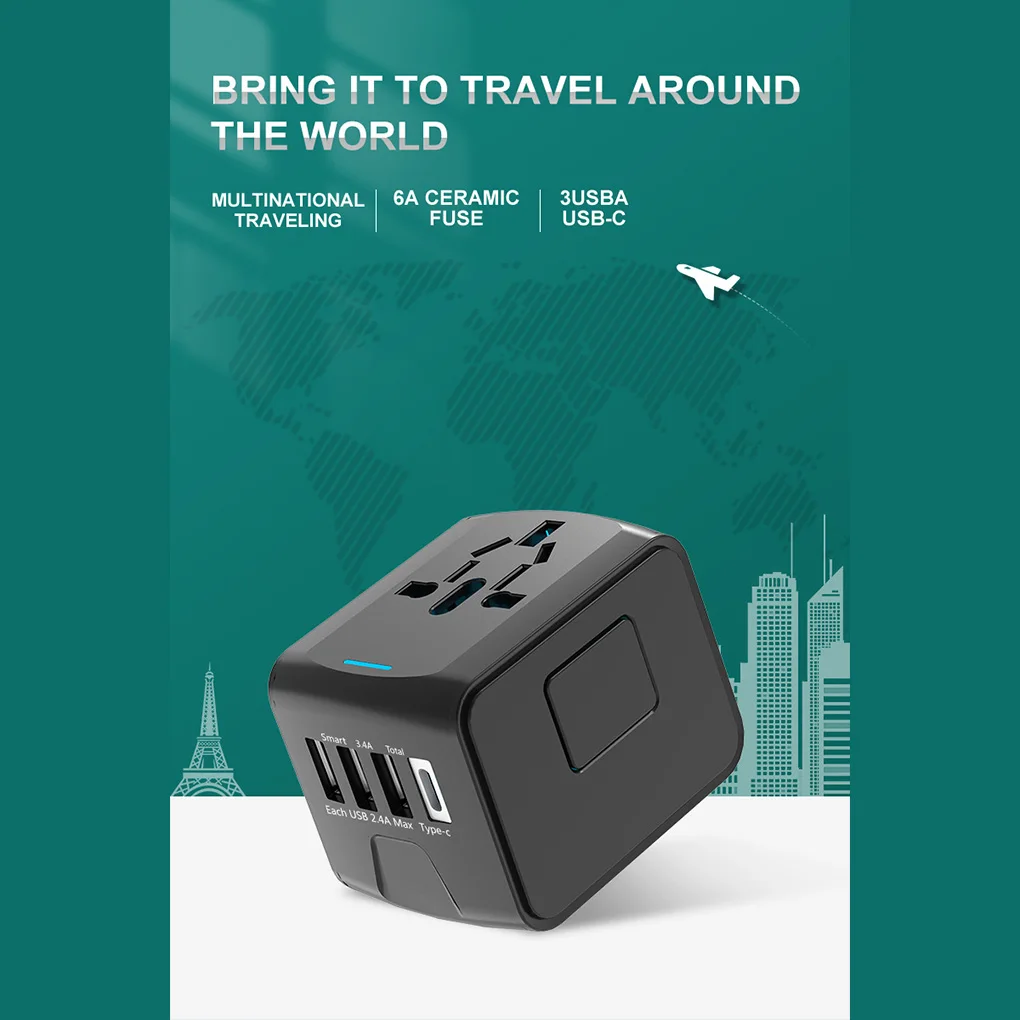 Adapter Wall Charger International Power Socket Multi-Plug Mobile Phones Stand Accessories Black UK/AU/US/EU Plug