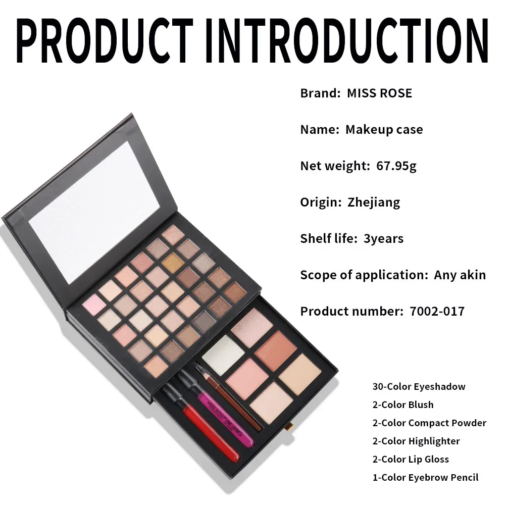 MISS ROSE Multifunctional Makeup Palette, Earth Tone Eyeshadow & Contour Powder All in One Cosmetic Kit