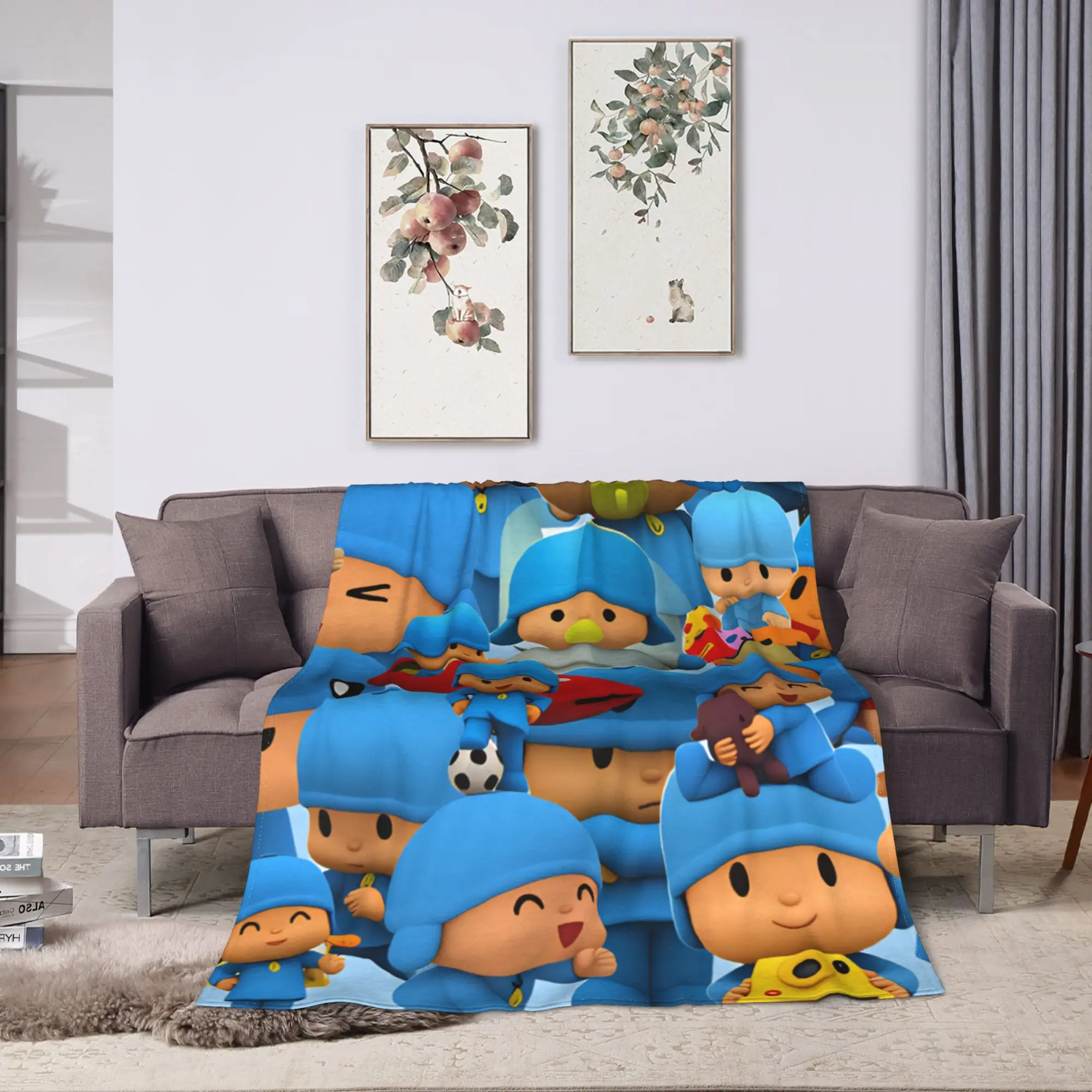 Super Soft Blanket Travel P-POCOYO Elly Throw Blanket  Flannel Bedspread For Living Room Novelty Sofa Bed Cover