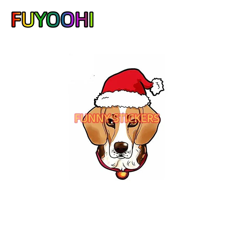 

FUYOOHI для собаки-бигля, рождественские наклейки для стайлинга автомобилей, наклейка на багажник, виниловый материал