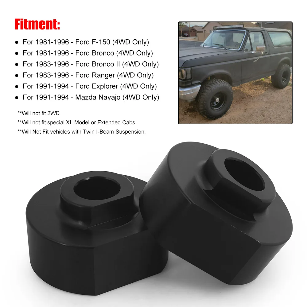 Front Leveling Kit 2\'\' Front Lift Spring Spacers with 5/8inch Stud Extenders 4WD For Ford  81-96 F150 For Ranger Bronco II 83-96