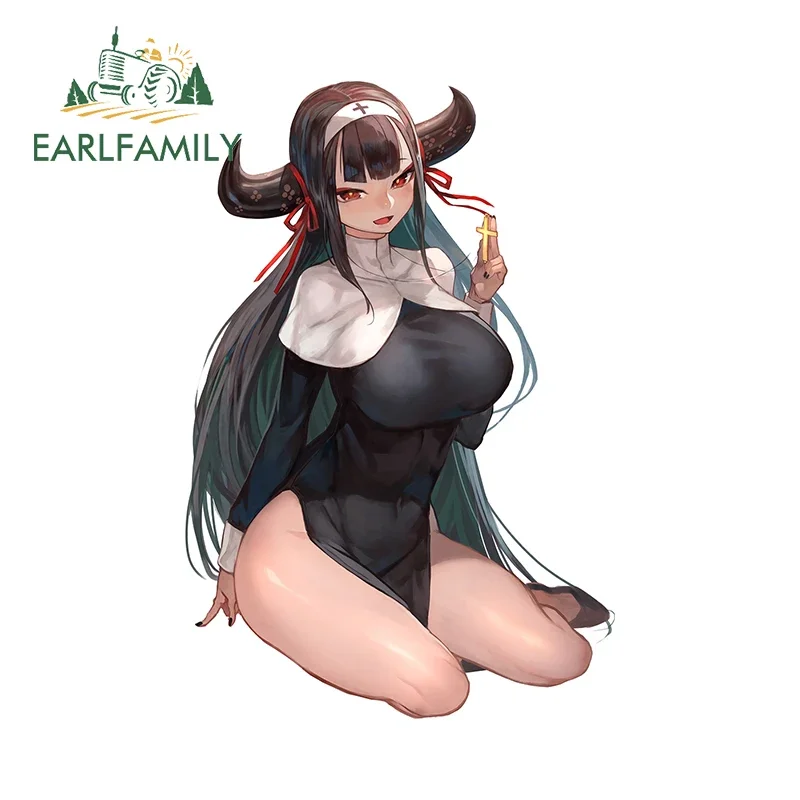 

EARLFAMILY Ushio Tia Car Stickers Cow Sexy Girl Anime Waifu Original Car Accessories Decal Waterproof Rearview Mirror Decor