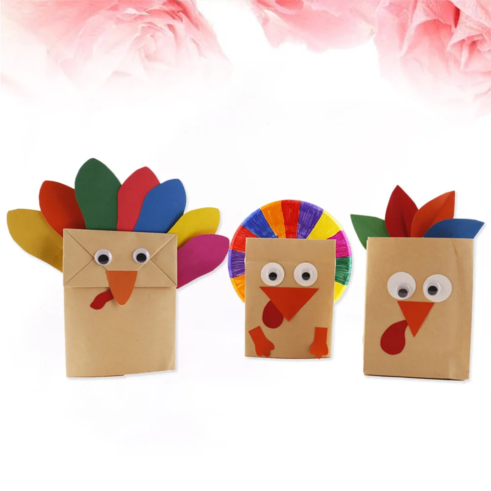 3 pçs ação de graças diy artesanato materiais turquia artesanal acessórios educativos para crianças decoração de mesa do jardim de infância