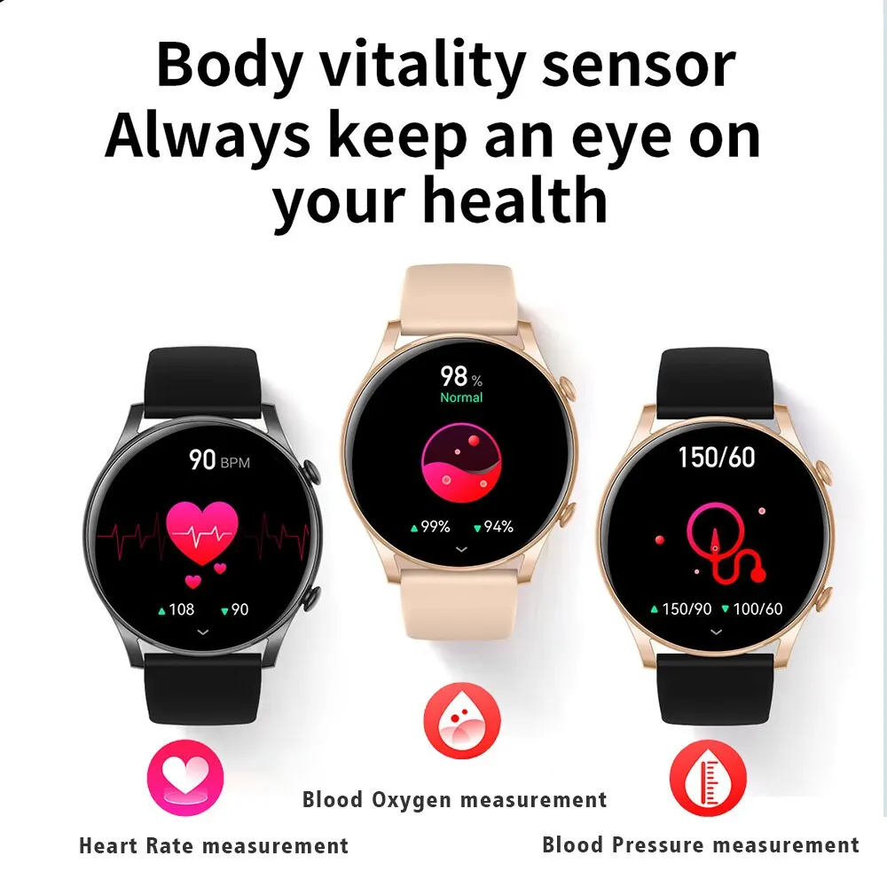 SENBONO 2023 AMOLED Astuto Della Vigilanza BP Monitor di Salute Risposta Fare Chiamata Orologio Sempre In Visualizzazione Smartwatch Impermeabile