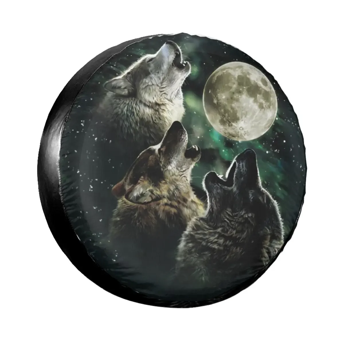 Wolf in The Moonlight Spare Wheel Tire Cover for Jeep Hummer Animal Waterproof Dust-Proof Vehicle Accessories Wheel Protector