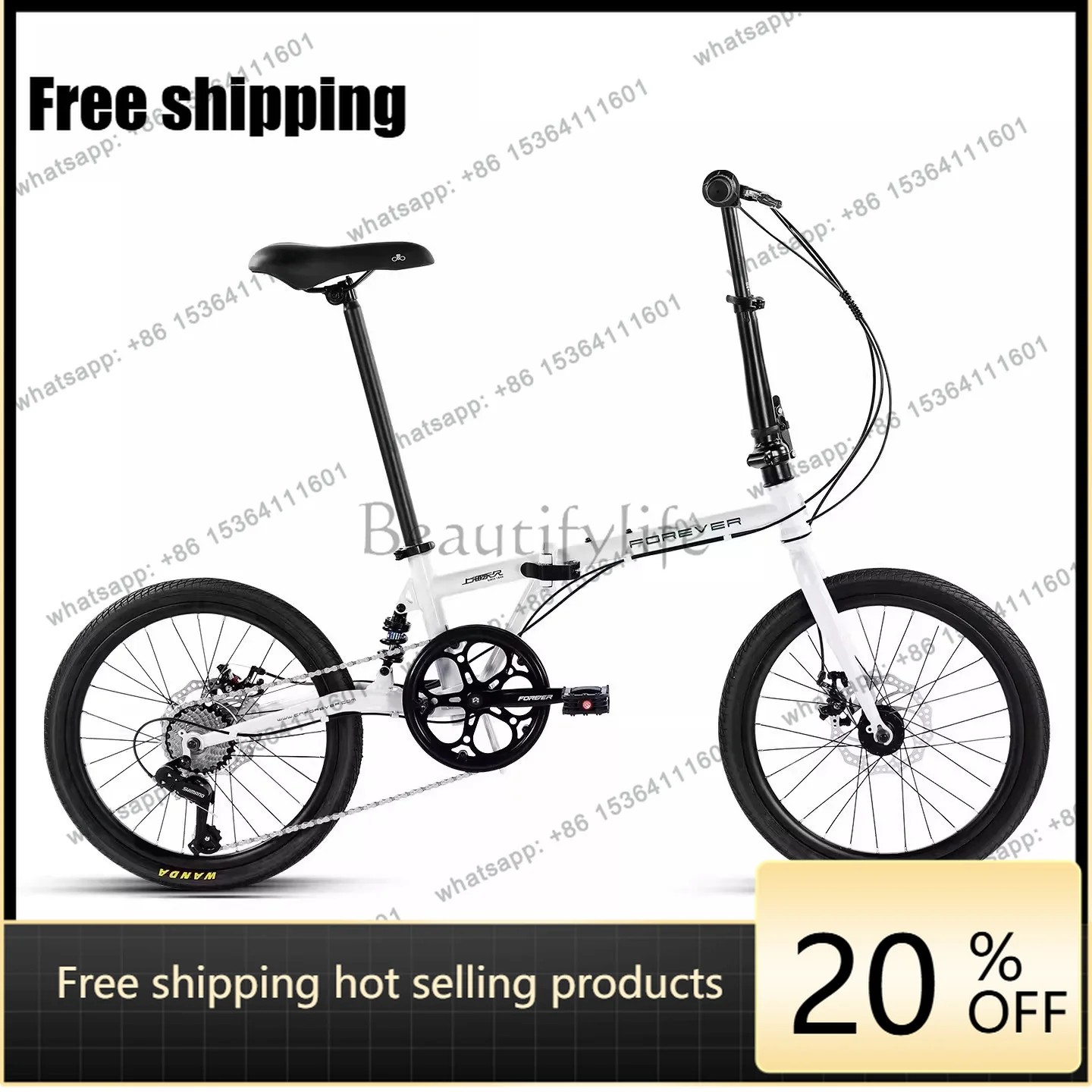 Hot folding bicycle men's and women's 20-inch ultra-light variable speed folding car can be placed in the trunk