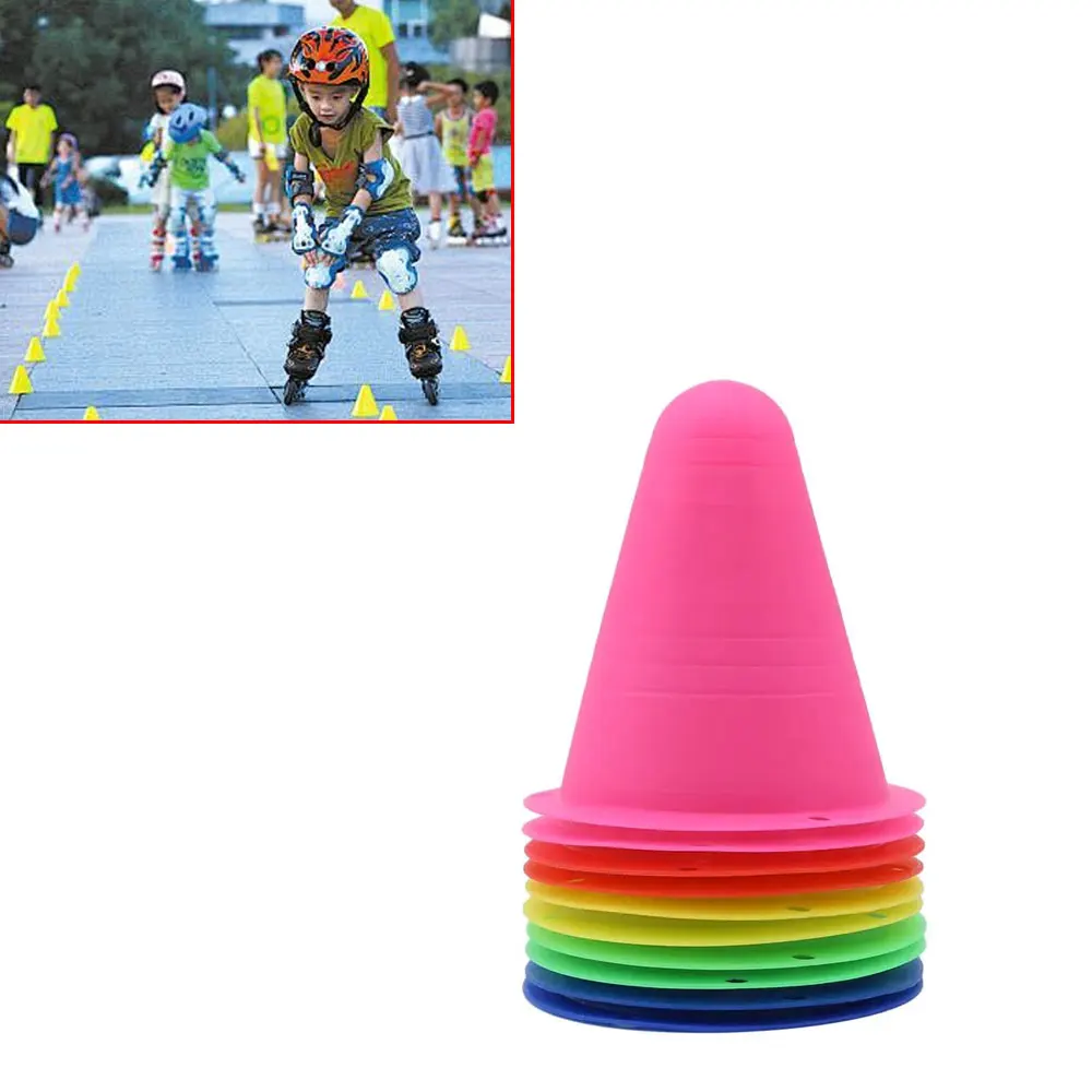 10 قطعة/المجموعة تزلج ماركر التدريب الطريق المخاريط الأسطوانة كرة القدم كرة القدم الرجبي التدريب برج التزلج عقبة الأسطوانة التزلج كومة