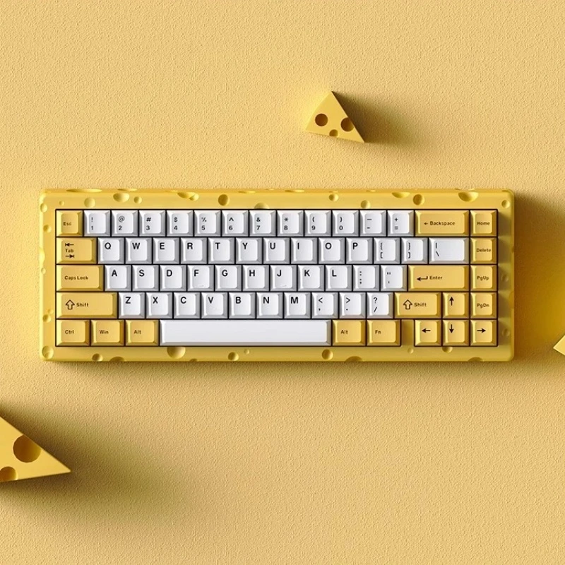 AJAZZ AC067 Cheese Theme Gaming Mechanical Keyboard Aluminum Gasket Hotswappable RGB Esports Wired Gamer Keyboard For Laptop PC