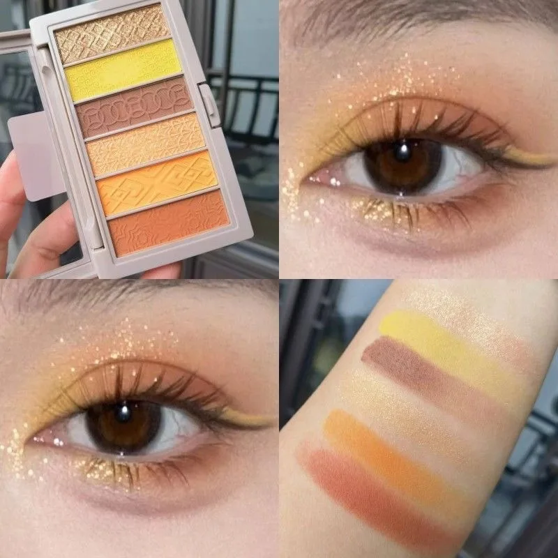 Palette di strisce di ombretti glitterati a 6 colori che illuminano strumenti per il trucco degli occhi lucidi con glitter rosa opaco impermeabile