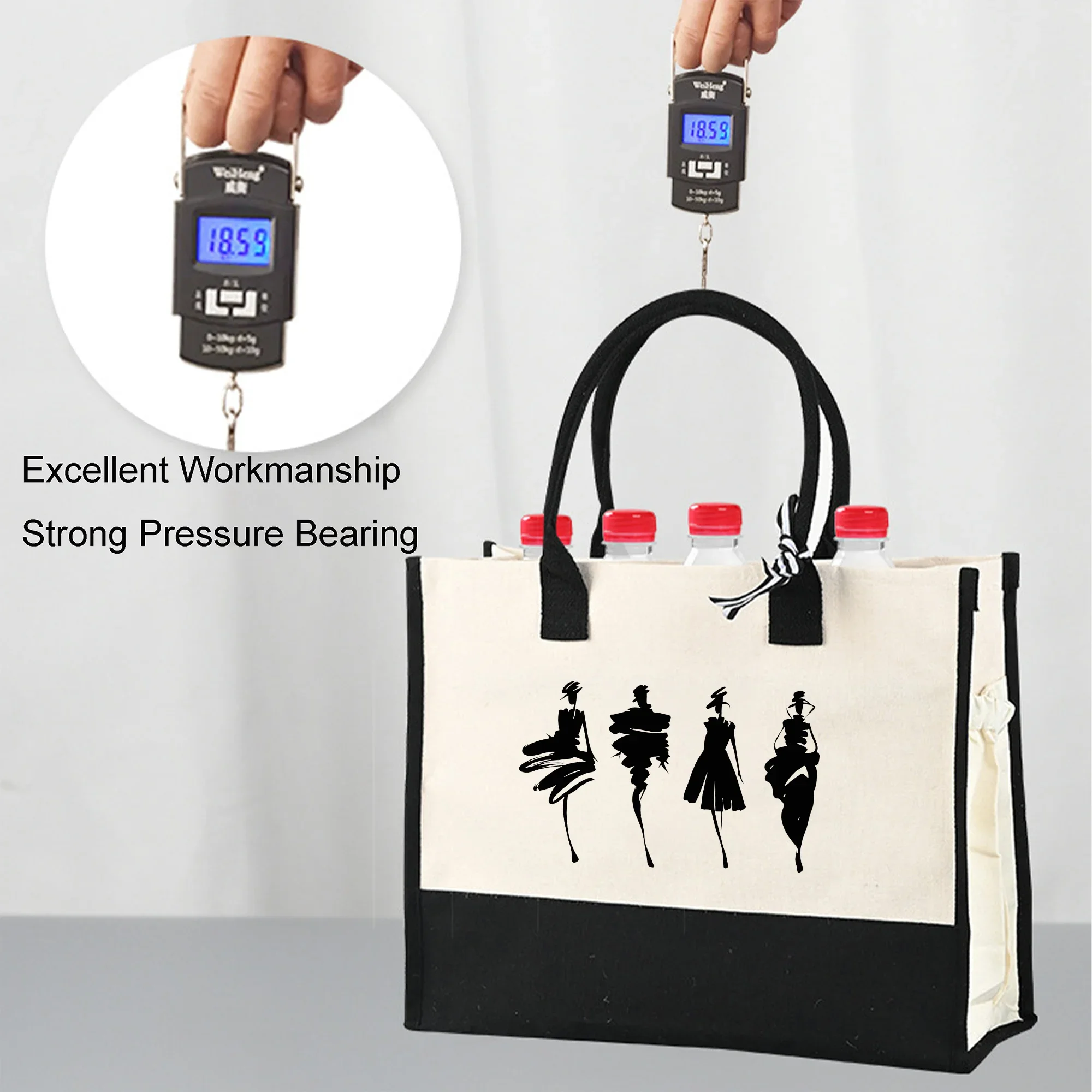 Модная модель с принтом, универсальная большая сумка с цветными блоками, подарочная сумка, экологически чистая парусиновая пляжная сумка для покупок большой вместимости, подарок для девочек