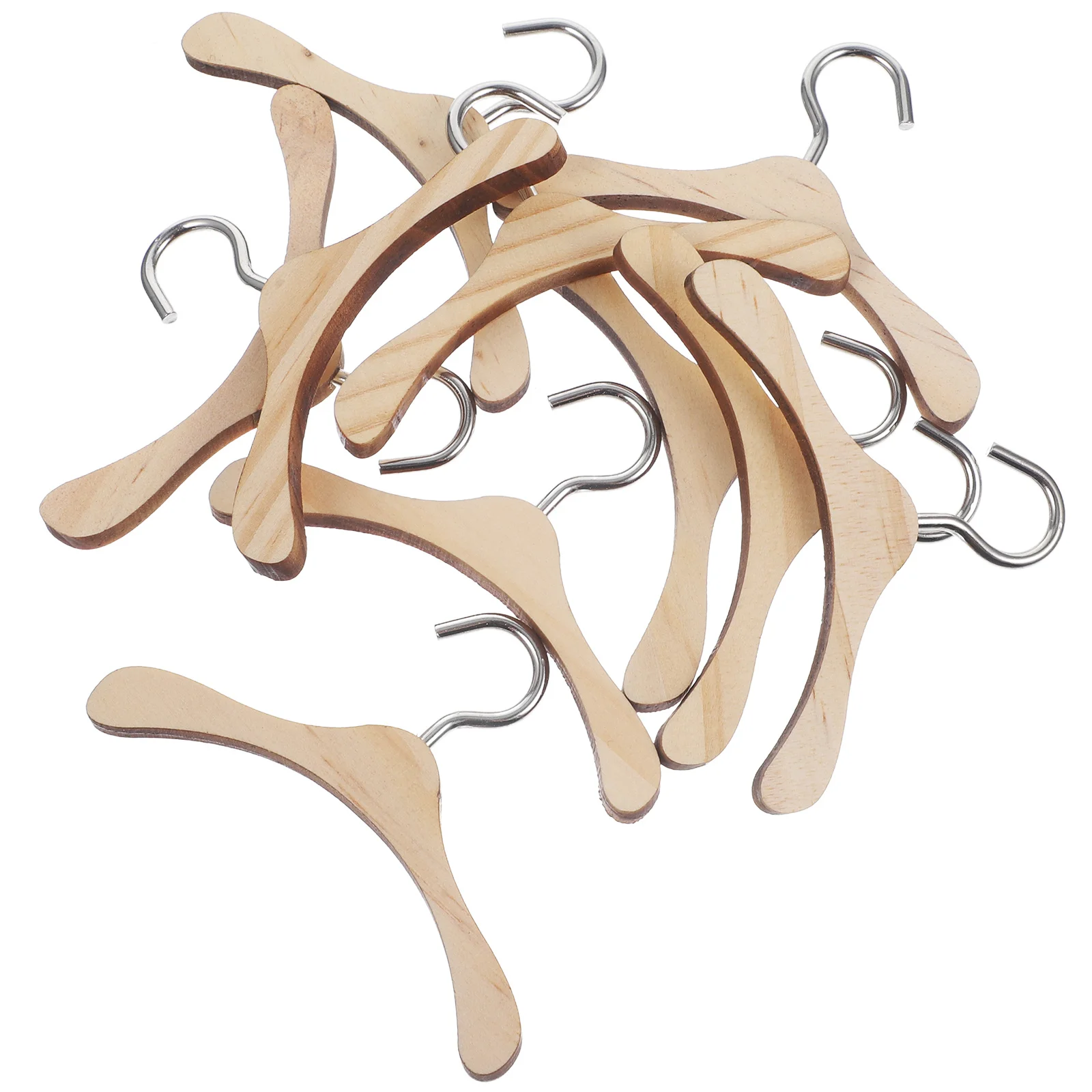 10 قطعة شماعة خشبية صغيرة 7.5 سنتيمتر تصميم بسيط أنيق لغرفة مصغرة مرتبة رف شاشة أساسي Bjd الملابس المنظم #3