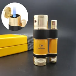 Cohiba Luxury Cigar Lighter Windproof Inflatable Gas Flint Jet Flame Lighter Griding Wheel Cigarette Lighter Smoking Accessories