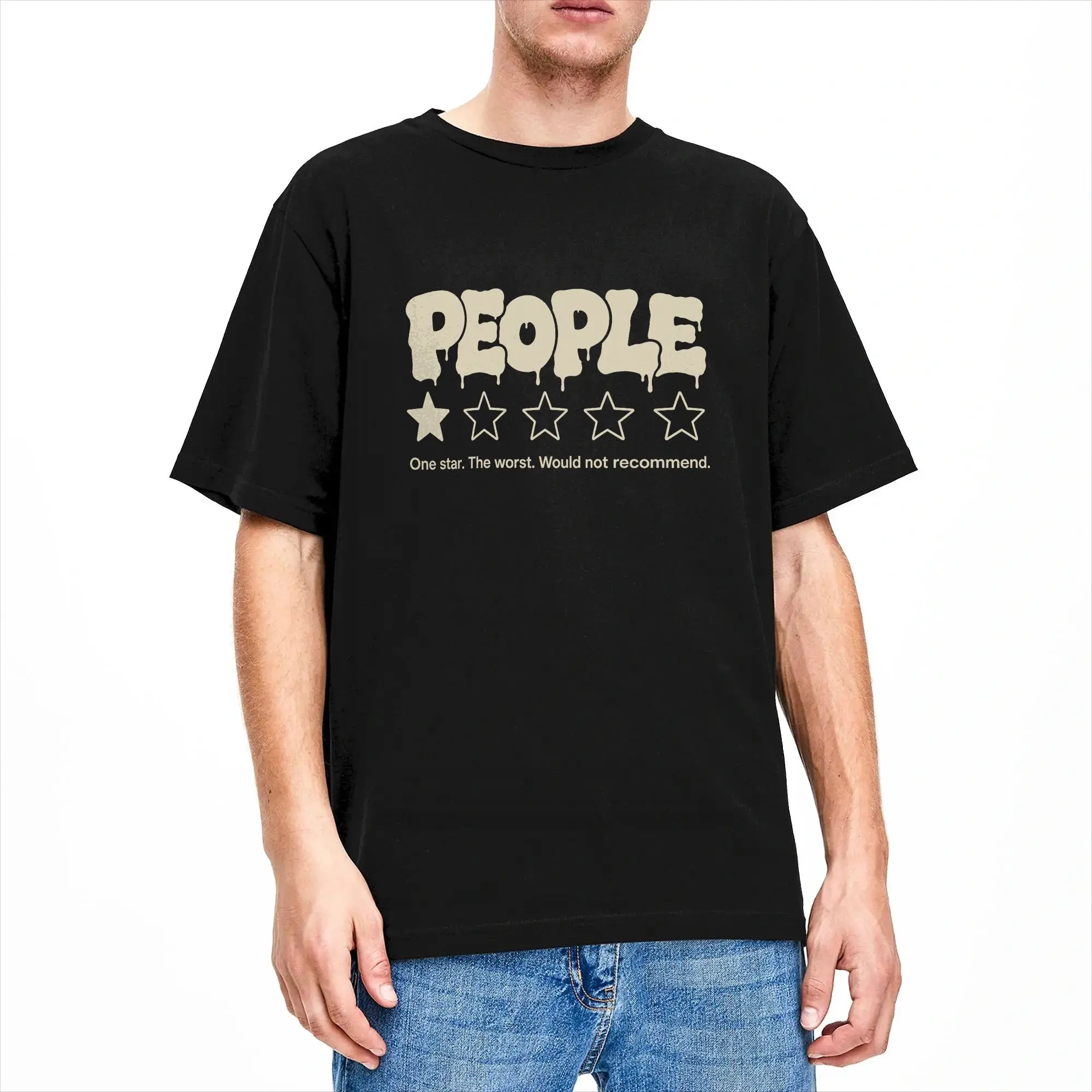 Men's People One Star Review Total Nightmare Would Not Recommend T-Shirts  Cotton Top Tees Summer Streetwear Short Sleeves Tops