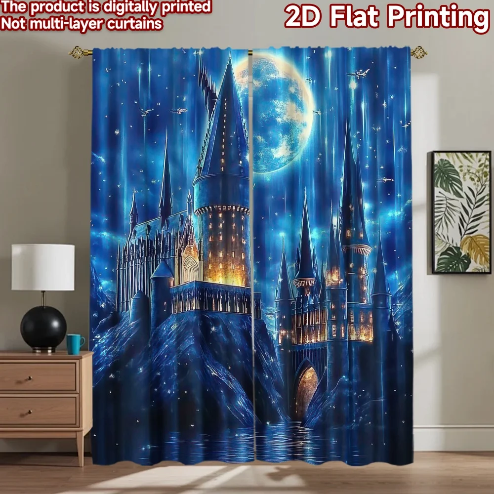 

1pc 2D flat Photography Backdrop Popular Party Party Backdrop Enchanted Castle at Night 100% Polyester Festive Backdrops Use for