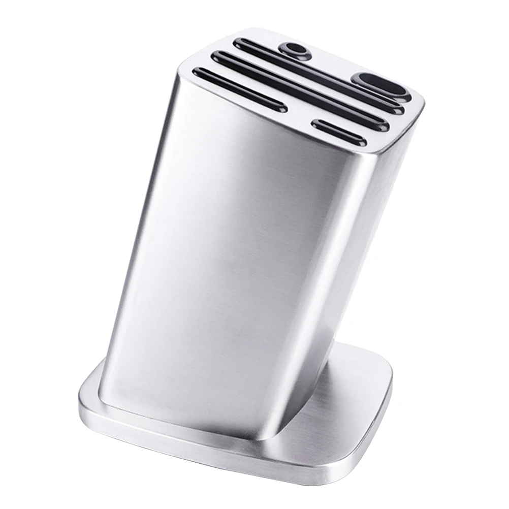 

6-Slots Kitchen Knife Organizer Stainless Steel Holder Anti-Skid Rack for Scissors Cutter Grinding Stick Tool Storage Box