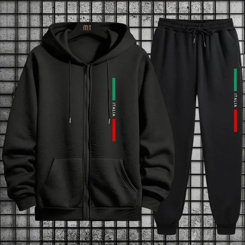 

Men Tracksuit Set Single Zip Up Hoodie And Single Sports Pants Athletic Stretchy Lightweight 2026 Spring Daily Casual Sportswear