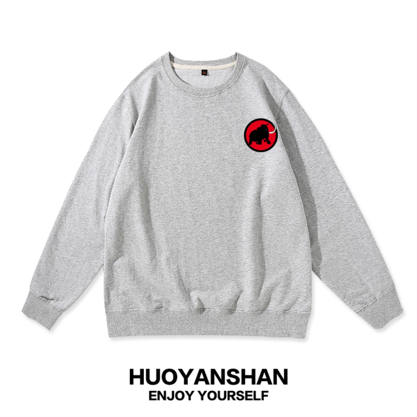 Elephant Crew Neck Sweatshirt for Men, Outdoor Autumn and Winter Sports Top, Casual American Retro Couple Clothing Trendy