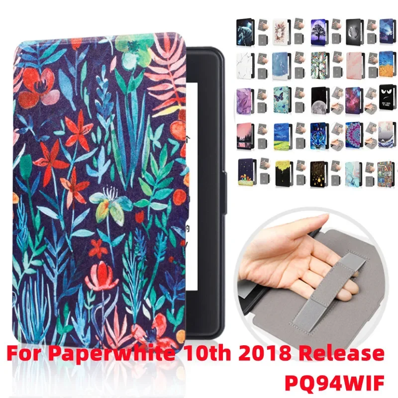 HandStrap Case for Kindle Paperwhite 10th Generation KPW4 PQ94WIF 2018 Release E-Book Ultra-Thin with Auto Sleep/Wake Cute Cover