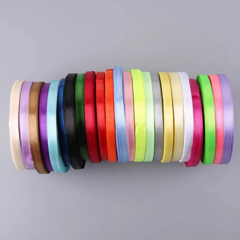 (25야드/롤) 폭 6mm 새틴 리본 DIY 드레스 및 모자 리본 공예 장식 웨딩 크리스마스 파티 장식 수제 리본