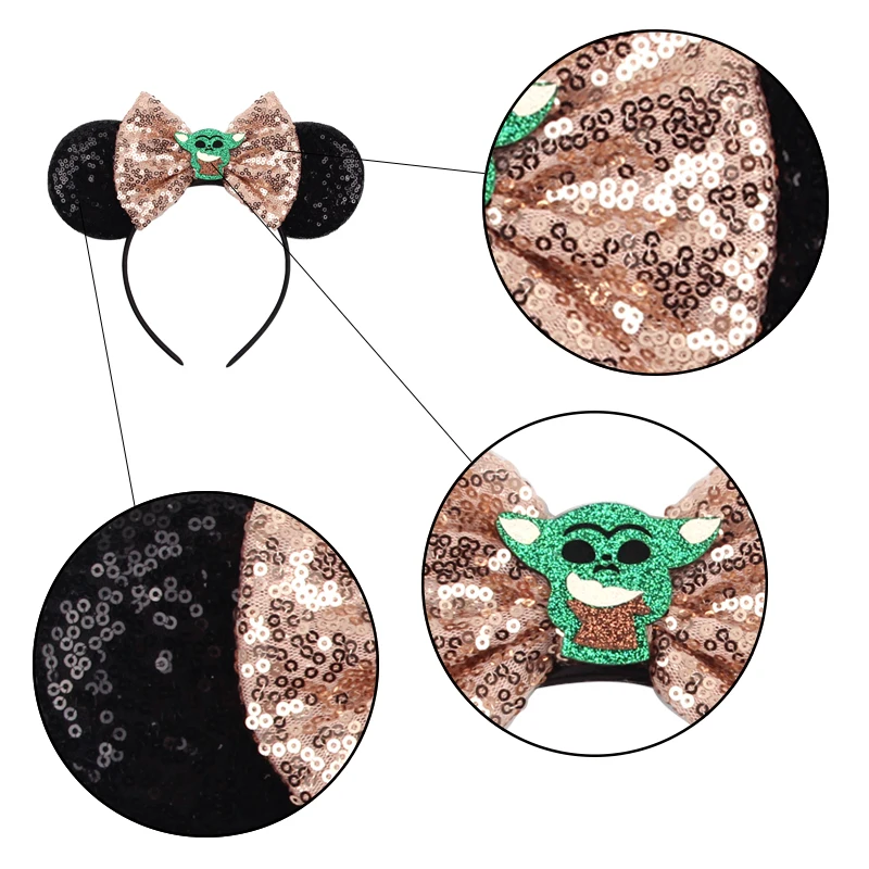 Mode klassische Leopardenmuster Mickey Mouse Ohren Stirnband 5"Bogen Haarband Mädchen Frauen Festival Party DIY Haarschmuck Geschenke – Detail 7