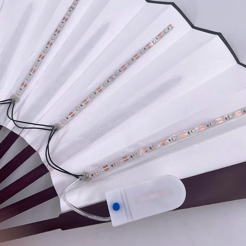 Neon Light Up Foldable Hand Fan Luminous LED Fans Glowing Chinese Bamboo Fan for dance performance concert nightclub props