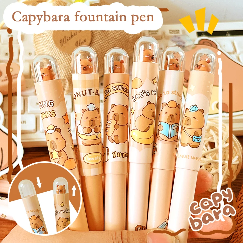 إكسسوارات المدرسة قلم حبر كابيبارا اللطيف للعودة إلى اللوازم المدرسية قلم حبر عالي الجودة أقلام الكتابة أدوات مكتبية كاواي #1