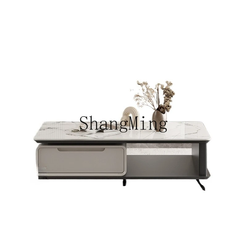 

ZYY modern simple high temperature resistant rock slab large capacity storage living room matching coffee table tea table