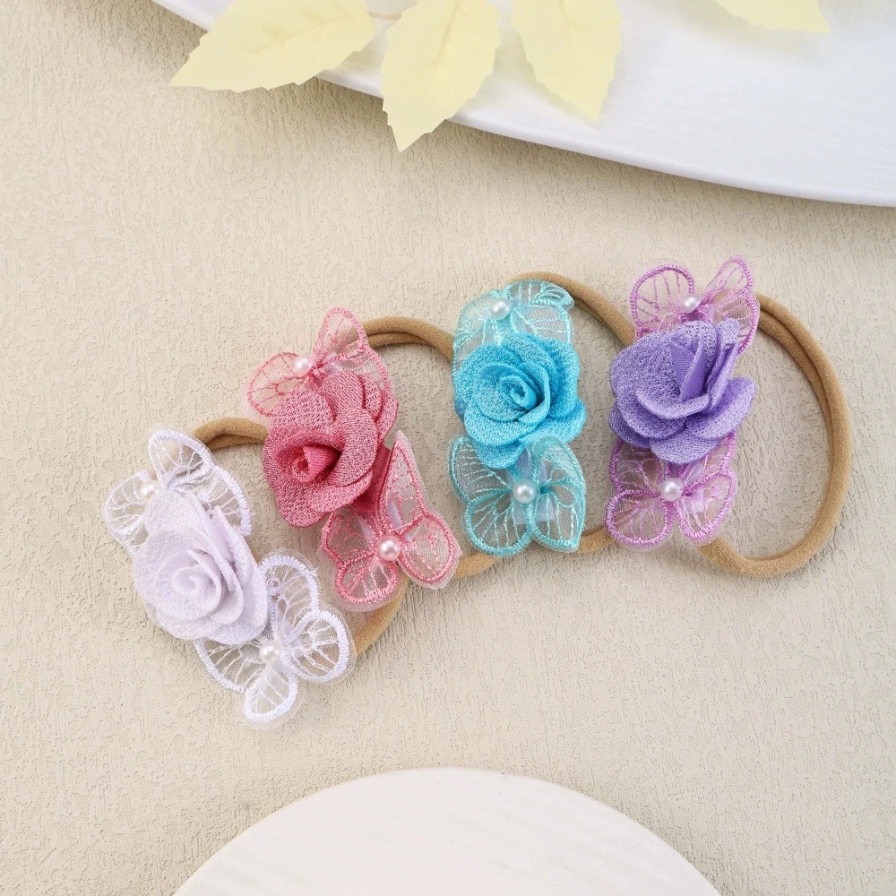 

4 шт./лот, повязка на голову с цветочным принтом для маленьких девочек, детский эластичный нейлоновый тюрбан, повязки на голову для новорожденных, головные уборы с цветами для малышей, детские аксессуары для волос