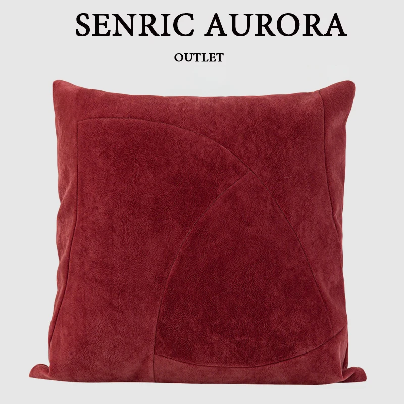 Design Luxury Cushion Cover 50X50cm Red - Curved Stitching Square Pillow Case For Home Hotel Bed Living Room Sofa