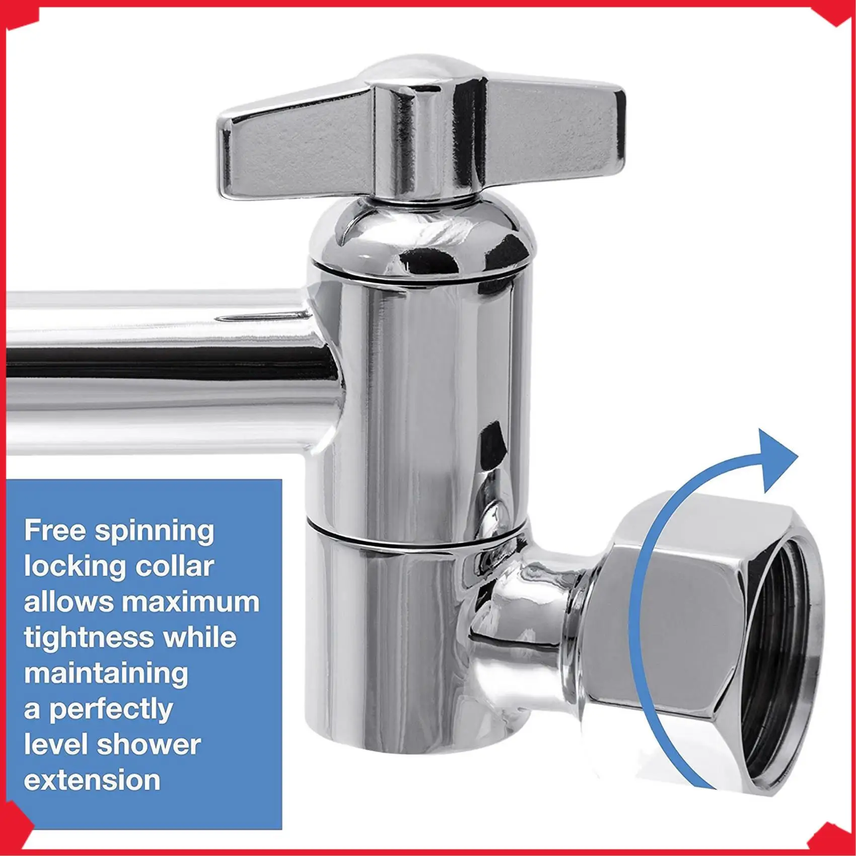 B17B 2X Adjustable Shower Arm Extension By, Brass Shower Head Extension Arm With High Polished Chrome Finish 11+ Inch