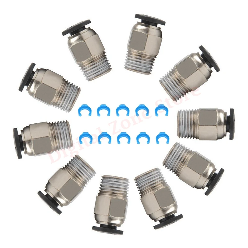 10Pcs 3D Printer PC4-M10 Male Pneumatic Fitting PC4-01 for Ender 3, Ender 3 Pro, Ender 3 V2, Ender 5, Ender 5 Pro, CR-10, CR-10S