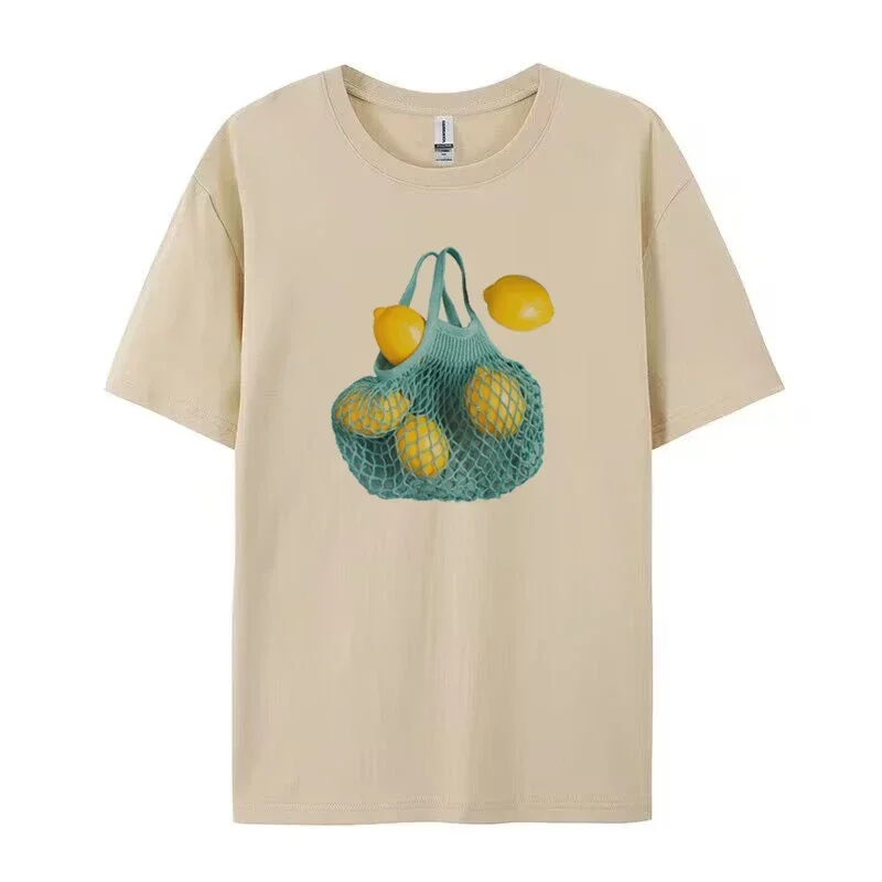 T-shirt estiva americana retrò Y2k limone Nuova donna carina Ins Abbigliamento da strada Personalità allentata Hip Hop Casual Top a mezza manica